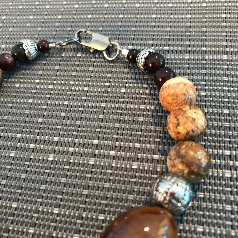 Men’s Handmade Brown & White Beaded Bracelet